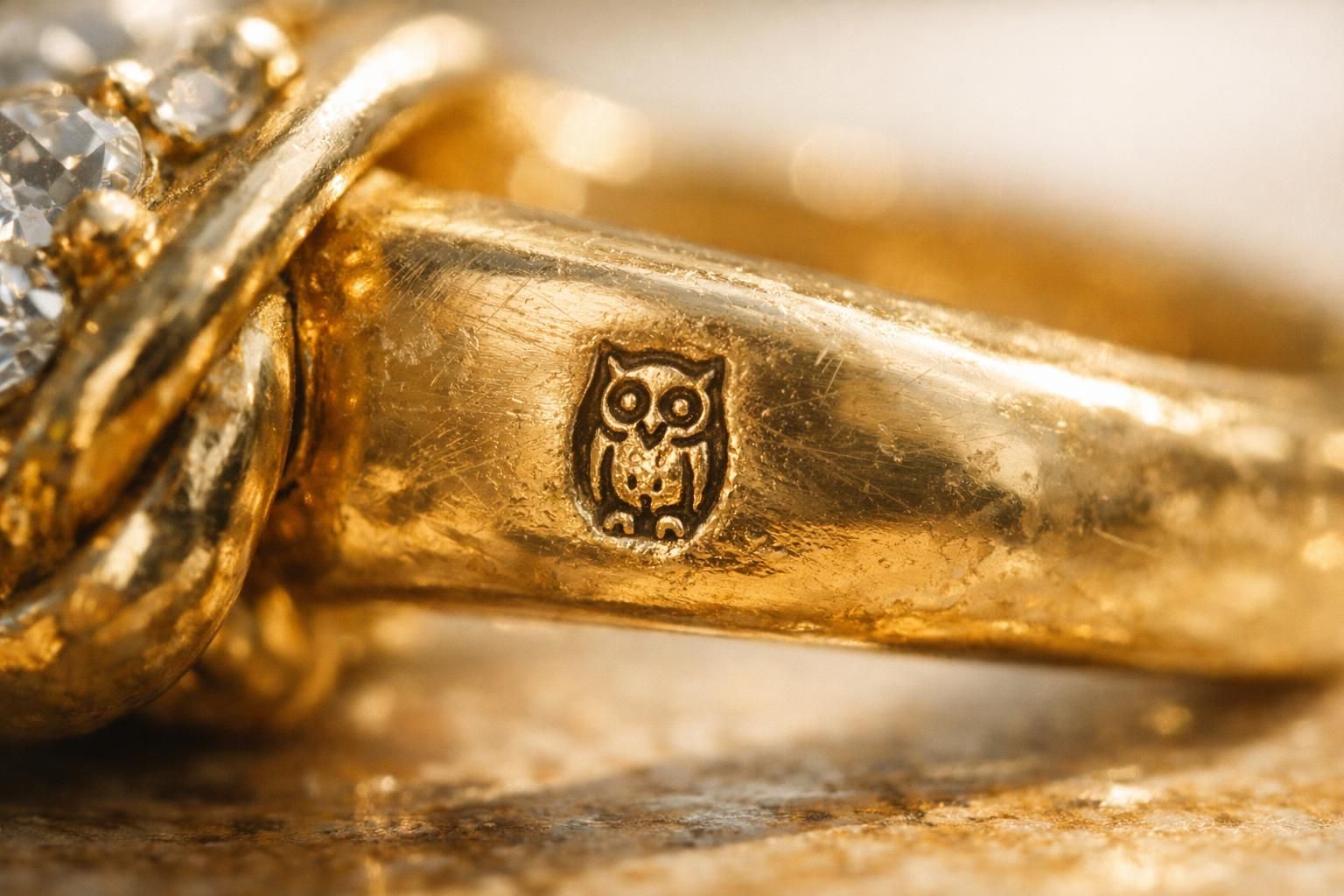 découvrez la signification du poinçon hibou sur un bijou, un symbole d'authenticité et de qualité en or d'origine française.